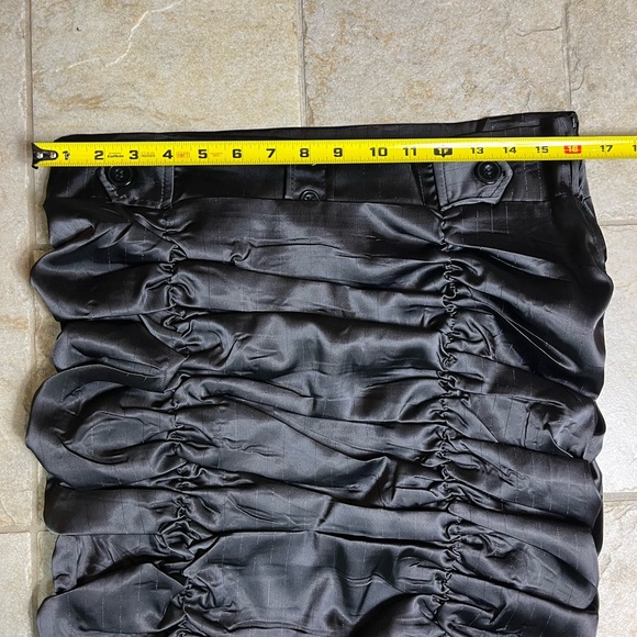 Tess Black Ruched Mini Skirt L Gothic Y2K Club Avant Garde Whimsigoth Steampunk - Picture 10 of 10